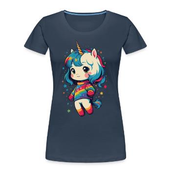 Great Unicorn Lover Design Funny Unicorns - Women's Premium Organic T-Shirt - navy - Front - Mia (176cm)
