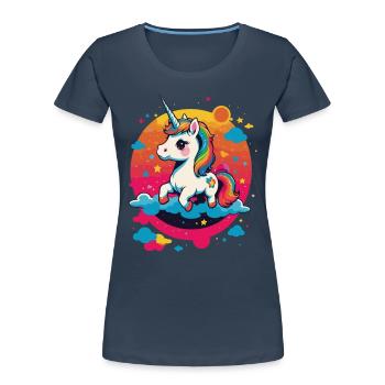 Licornes drôles Jolie fille licorne - T-shirt bio Premium Femme - bleu marine - Devant - Mia (176cm)