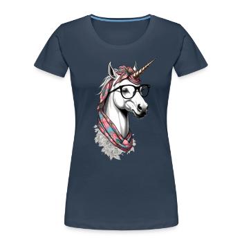 Licorne Maman Drôle Fête des Mères Licornes Amoureux - T-shirt bio Premium Femme - bleu marine - Devant - Mia (176cm)