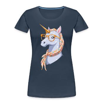 Licorne Maman Licornes Maman aimante Maman drôle - T-shirt bio Premium Femme - bleu marine - Devant - Mia (176cm)