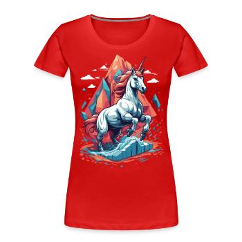 Lustige Einhörner Leuchtende Farben Einhorn - Frauen Premium Bio T-Shirt - Navy - Vorne - Mia (176cm)