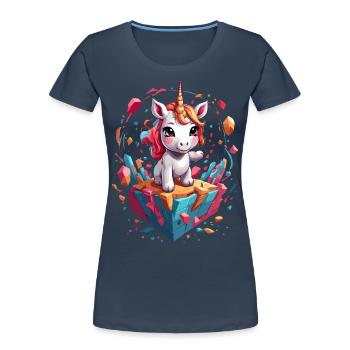 Funny Unicorns Unique Birthday Motif - Women's Premium Organic T-Shirt - navy - Front - Mia (176cm)
