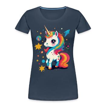 Unique Birthday Motif Unicorn Lover - Women's Premium Organic T-Shirt - navy - Front - Mia (176cm)