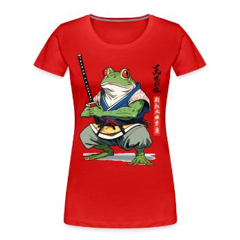 Samurai Frog Vintage Ukiyo-e Style Japan Style - Women's Premium Organic T-Shirt - navy - Front - Mia (176cm)