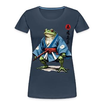 Samurai Frosch Vintage Ukiyo-e Stil Samurai Kunst - Frauen Premium Bio T-Shirt - Navy - Vorne - Mia (176cm)