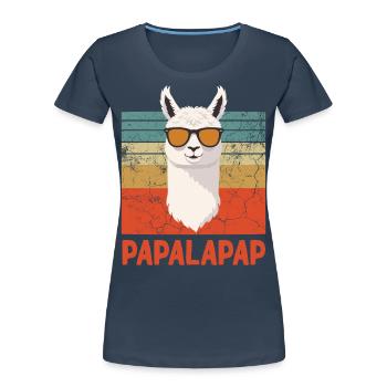 Funny Llama Dad Perfect Father's Day Design - Women's Premium Organic T-Shirt - navy - Front - Mia (176cm)