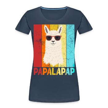 Funny Llama Dad Papalapap Perfect Father's Day - Women's Premium Organic T-Shirt - navy - Front - Mia (176cm)