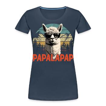 Funny Llama Dad Papalapap Perfect Father's Day - Women's Premium Organic T-Shirt - navy - Front - Mia (176cm)