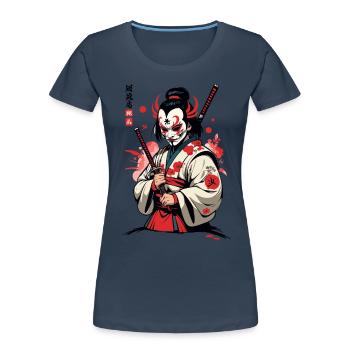 Oni Demons Masque Samouraï Culture démoniaque japonaise - T-shirt bio Premium Femme - bleu marine - Devant - Mia (176cm)