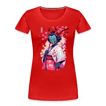 Oni Samouraï Vaporwave Esthétique Japon Culture - T-shirt bio Premium Femme - bleu marine - Devant - Mia (176cm)
