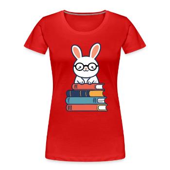 Perfekter Bücherwurm Stil Lesender Hase - Frauen Premium Bio T-Shirt - Navy - Vorne - Mia (176cm)
