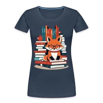 Cute Book Lover Funny Books Design - Women's Premium Organic T-Shirt - navy - Front - Mia (176cm)