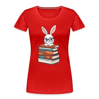Lesender Hase Perfekter Bücherwurm Stil - Frauen Premium Bio T-Shirt - Navy - Vorne - Mia (176cm)