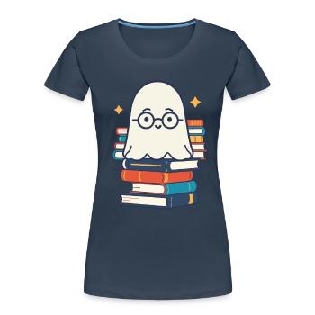 Book Lover Style Cute Bookish Design - Women's Premium Organic T-Shirt - navy - Front - Mia (176cm)