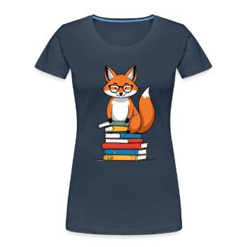 Niedlicher Buch Liebhaber Lustiges Bücher Design - Frauen Premium Bio T-Shirt - Navy - Vorne - Mia (176cm)