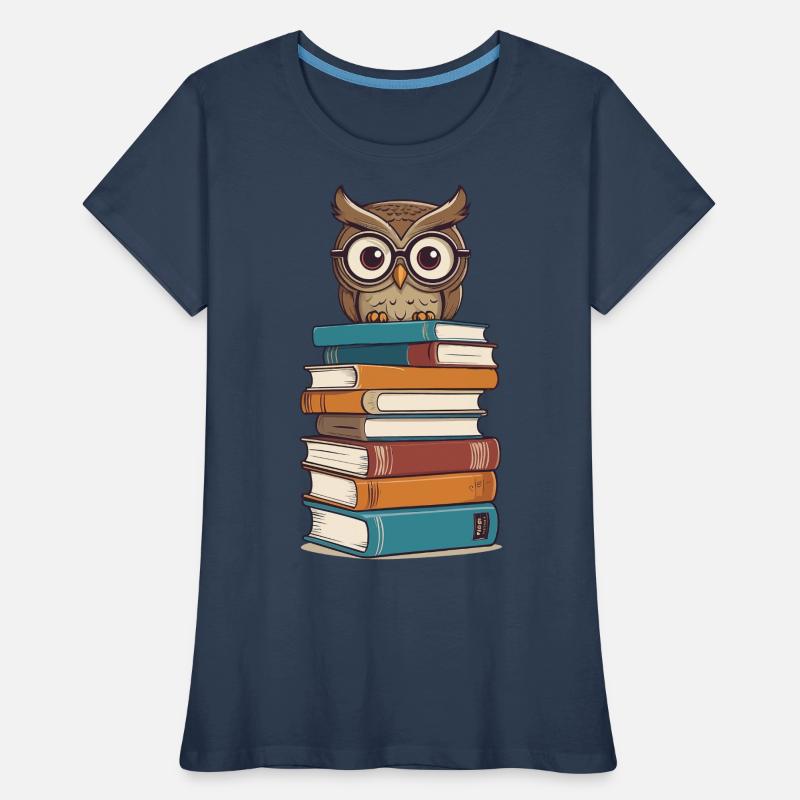 Bücher Eule Eulen Liebhaber Süße Buch Illustration Frauen Premium Bio T-Shirt