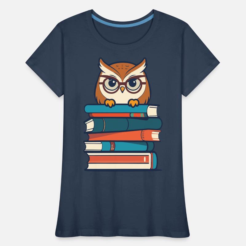 Bücher Eule Süße Buch Illustration Eulen Liebhaber Frauen Premium Bio T-Shirt