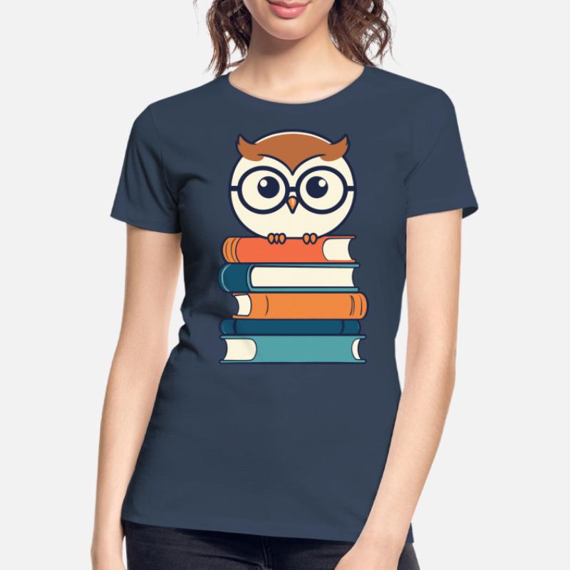 Bücher Eule Eulen Liebhaber Leseratte Illustration Frauen Premium Bio T-Shirt