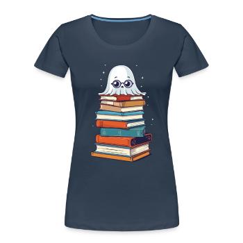 Lustiger Buch Liebhaber Lesendes Halloween - Frauen Premium Bio T-Shirt - Navy - Vorne - Mia (176cm)