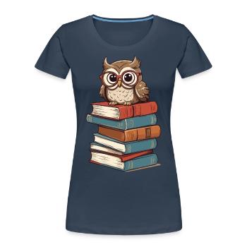 Books Owl for owl lovers and bookworms - Women's Premium Organic T-Shirt - navy - Front - Mia (176cm)