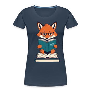 Cute Book Lover Funny Bookworm - Women's Premium Organic T-Shirt - navy - Front - Mia (176cm)
