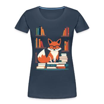 Niedlicher Buch Liebhaber Lustiges Bücher Design - Frauen Premium Bio T-Shirt - Navy - Vorne - Mia (176cm)