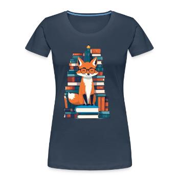 Cute Book Lover Funny Bookworm - Women's Premium Organic T-Shirt - navy - Front - Mia (176cm)