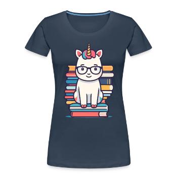 Einhorn Fantasie Geschichten Süßer Einhorn - Frauen Premium Bio T-Shirt - Navy - Vorne - Mia (176cm)