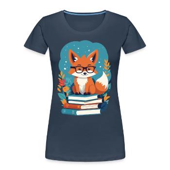Niedlicher Buch Liebhaber Lustiger Bücherwurm - Frauen Premium Bio T-Shirt - Navy - Vorne - Mia (176cm)