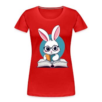 Lapin de lecture rat de bibliothèque parfait lapin - T-shirt bio Premium Femme - bleu marine - Devant - Mia (176cm)
