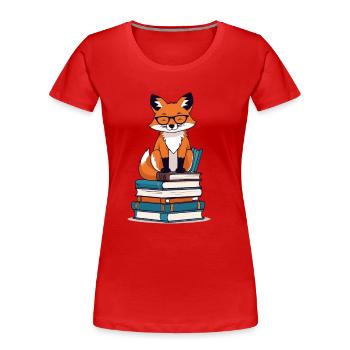 Renard mignon amoureux des livres avec des lunettes - T-shirt bio Premium Femme - bleu marine - Devant - Mia (176cm)
