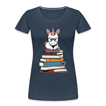 Einhorn Fantasie Geschichten Süßer Einhorn - Frauen Premium Bio T-Shirt - Navy - Vorne - Mia (176cm)