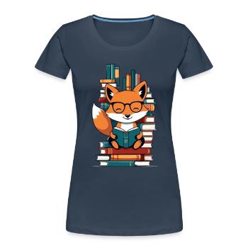 Cute Book Lover Funny Books Design - Women's Premium Organic T-Shirt - navy - Front - Mia (176cm)
