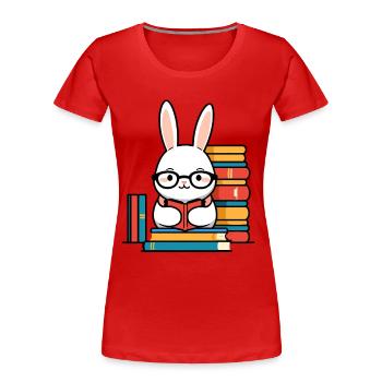Lesender Hase Begeisterter Buchliebhaber - Frauen Premium Bio T-Shirt - Navy - Vorne - Mia (176cm)
