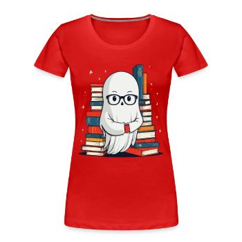 Buchliebhaber Stil Lesendes Halloween Gespenst - Frauen Premium Bio T-Shirt - Navy - Vorne - Mia (176cm)