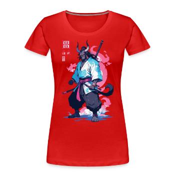 Samouraï Oni Yokai Esthétique Style Vaporwave - T-shirt bio Premium Femme - bleu marine - Devant - Mia (176cm)