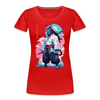 Samouraï Oni Yokai Esthétique Style Vaporwave - T-shirt bio Premium Femme - bleu marine - Devant - Mia (176cm)