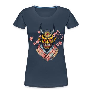Oni Démons Masque Démon Japonais Culture Yokai - T-shirt bio Premium Femme - bleu marine - Devant - Mia (176cm)