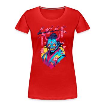 Oni Samouraï Vaporwave Esthétique Japon Culture - T-shirt bio Premium Femme - bleu marine - Devant - Mia (176cm)