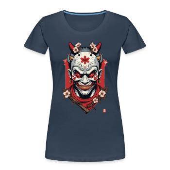 Oni Demon Mask Samurai Japanese Spirit - Women's Premium Organic T-Shirt - navy - Front - Mia (176cm)