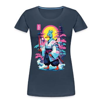 Samouraï Duck Esthétique Vaporwave Style Japon Art - T-shirt bio Premium Femme - bleu marine - Devant - Mia (176cm)