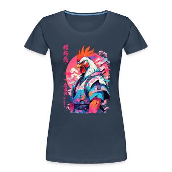 Rooster Yokai Vaporwave Aesthetic Samurai Art - Women's Premium Organic T-Shirt - navy - Front - Mia (176cm)