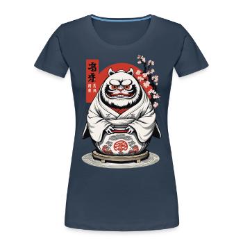 Japanese Daruma Aesthetic Yokai Vintage - Women's Premium Organic T-Shirt - navy - Front - Mia (176cm)