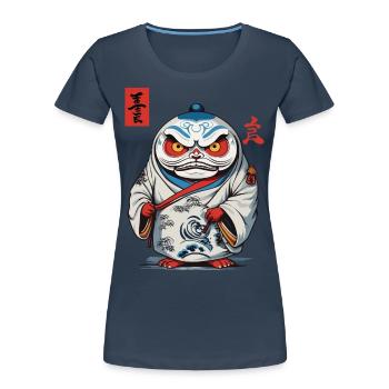 Japanese Daruma Aesthetic Yokai Vintage - Women's Premium Organic T-Shirt - navy - Front - Mia (176cm)