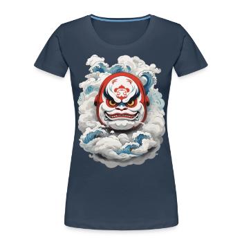 Japanese Daruma Aesthetic Yokai Vintage - Women's Premium Organic T-Shirt - navy - Front - Mia (176cm)