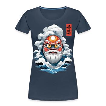 Japanese Daruma Aesthetic Vintage Yokai - Women's Premium Organic T-Shirt - navy - Front - Mia (176cm)