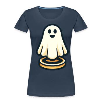 Funny Vintage Ghost Retro Art Style Halloween - Frauen Premium Bio T-Shirt - Navy - Vorne - Mia (176cm)