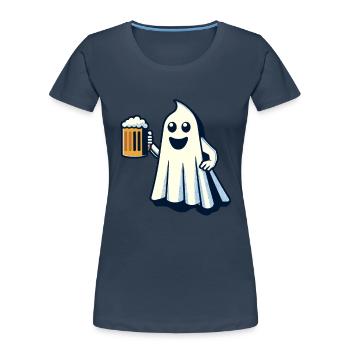 Drôle Boozing Ghost Halloween Party - T-shirt bio Premium Femme - bleu marine - Devant - Mia (176cm)