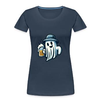 Boire fantôme drôle Halloween fête bière - T-shirt bio Premium Femme - bleu marine - Devant - Mia (176cm)