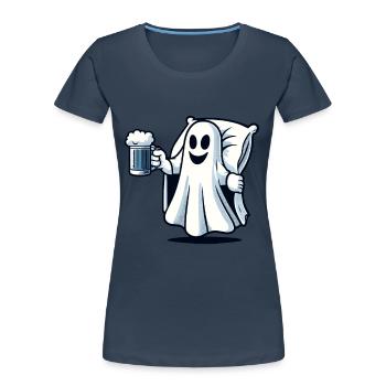 Boire Ghost Beer Lover Halloween Party - T-shirt bio Premium Femme - bleu marine - Devant - Mia (176cm)